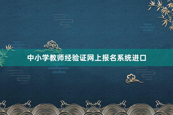 中小学教师经验证网上报名系统进口